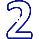 Eine kräftige blaue Zahl 2 steht zentriert auf einem weißen Hintergrund und symbolisiert die Kompetenz einer WordPress-Agentur.