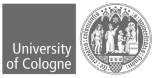 Logo der Universität zu Köln mit weißem Text und Siegel auf grauem Hintergrund; geeignet für Steuerberater-Website.