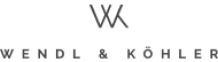 Wendl & Köhler Logo mit stilisiertem WK-Monogramm über dem Firmennamen in fetten Großbuchstaben, modern und professionell.