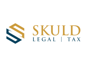 Skuld Legal | Steuerlogo: Stilisiertes gold-blaues „S“-Symbol links, gold-blauer Text rechts. Optimiert für Anwalts-SEO.